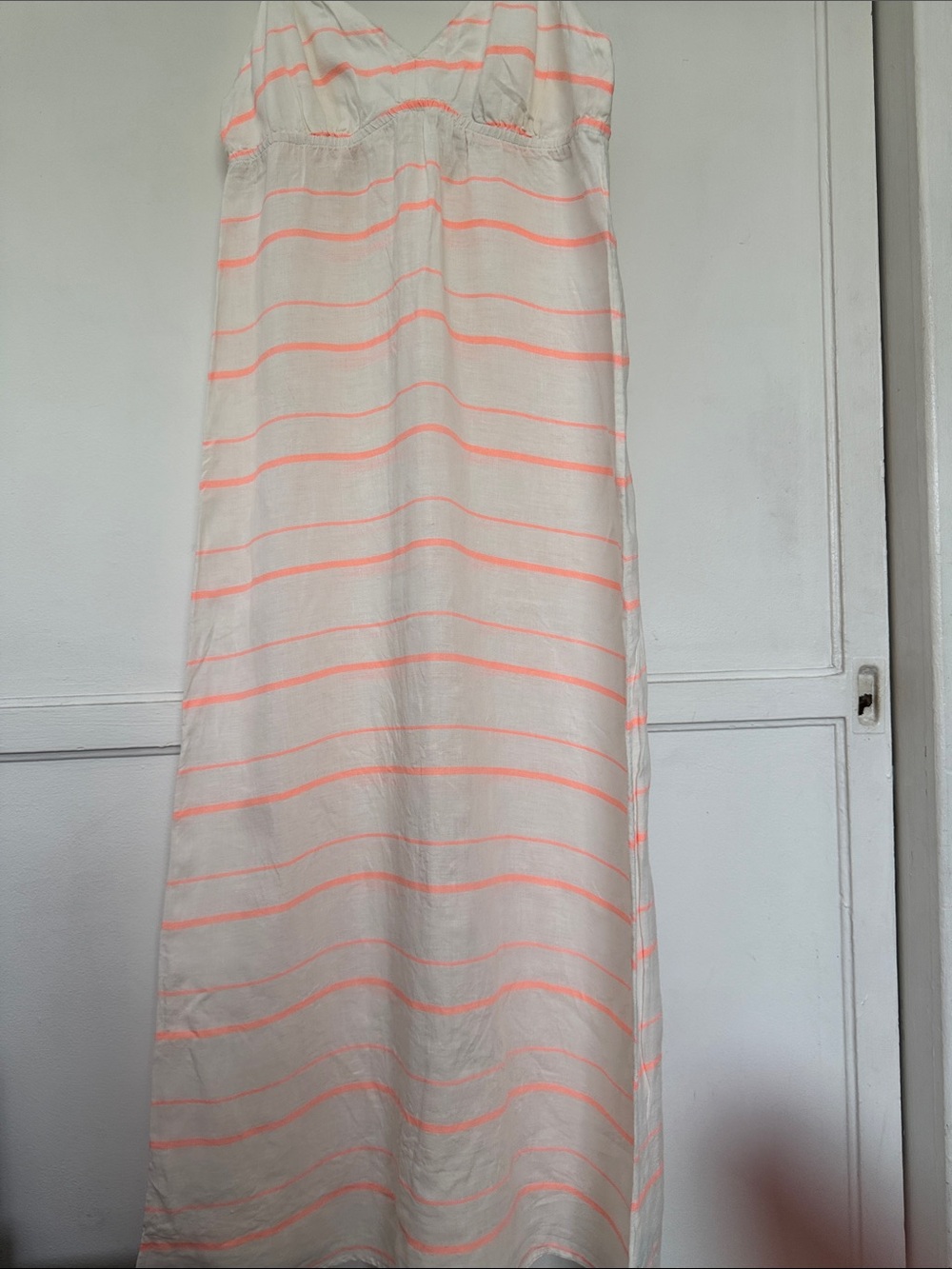 J. Crew Linen Blend white and coral Maxi Dress/Cover up